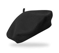 fiebig Basco in 100% Pura Lana | Beret in Taglia Unica e qualità della Lana | Lana Berretto in Molti Colori (Taglia Unica, Nero)