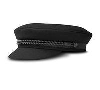 fiebig Berretto Elbsegler per Uomo e Donna | Cappello da Capitano di Linea Classica | Cappello da Marinaio Tradizionale | Berretto con Visiera, Cordoncino e Bottoni di Ancoraggio (55-S, Nero)