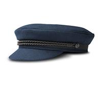 fiebig Berretto Elbsegler per Uomo e Donna | Cappello da Capitano di Linea Classica | Cappello da Marinaio Tradizionale | Berretto con Visiera, Cordoncino e Bottoni di Ancoraggio (59-L, Blu)