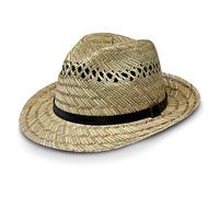 fiebig Bogart Cappello di Paglia per Donna e Uomo | Cappello di Paglia 100% per Il Sole | Cappello Estivo con Cinturino in Similpelle | Colore Naturale (63)