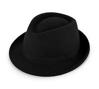 fiebig Cappello Miller Trilby in Lana | Cappello in Feltro con Nastro dello Stesso Colore | Fedora Made in Italy (61-XL, Nero)