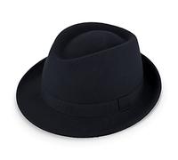 fiebig Cappello Miller Trilby in Lana | Cappello in Feltro con Nastro dello Stesso Colore | Fedora Made in Italy (57-M, Blu Marino)