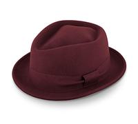 fiebig Medlock Pork Pie Diamond | Porkpie in Feltro di Lana 100% con Nastro di Grosgrain | Confortevole Cappello Leggero Fatto in Italia (57-M, Rosso)