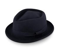 fiebig Medlock Pork Pie Diamond | Porkpie in Feltro di Lana 100% con Nastro di Grosgrain | Confortevole Cappello Leggero Fatto in Italia (59-L, Blu)