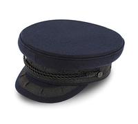 fiebig Original Prinz-Heinrich | Cappellino da Capitano Foderato Classico | Berretto da Marinaio Tradizionale in Tessuto | Cappellino con Visiera, Bottoni di Ancoraggio ed Emblema (58-L, Blu Marino)