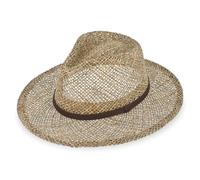 fiebig Traveller - Cappello da sole per uomo e donna, 100% erba marina, cappello estivo con cinturino in similpelle di colore naturale, beige., 65