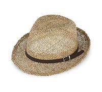 fiebig Trilby Sea Grass | Cappello da Sole 100% Paglia | Cappello Estivo con Fascia in Similpelle (59-L)