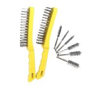 FIEBLH Set di spazzole metalliche in acciaio inox per pulire i graffi con setole in acciaio inox, impugnatura ergonomica per decalcificazione del metallo, set da 2/8 pezzi