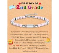 FIEEFX Regali per ragazze, laurea rientro a scuola primo giorno di scuola, braccialetti per figlia, nipote, sorella, con biglietto motivazionale, 6.7-8.7, Pietra, Nessuna pietra preziosa