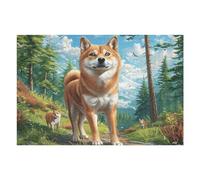 Field Cute Shiba Inu Puzzle 1000 Pezzi Per Amici E Famiglia in Serata Rompicapo Sfida Creativa Giochi Da Tavolo Relax E Intelligenza Regalo Natale 1000 PCS