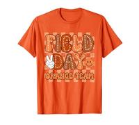 Field Day Orange Team Groovy Sorriso Viso Scacchi Studenti Maglietta