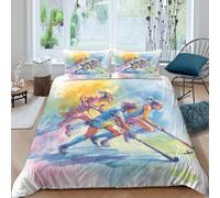 field-hockey-actionSet Di Copripiumino ultra microfibra 3 Pezzi stampa 3D con cerniera watercolor-sport-art copripiumino con federe traspirante ultra morbido for ragazze Single（135x200cm）