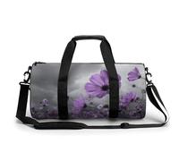 Field of Purple Flowers Borsa da palestra da viaggio per donne e uomini borsa da viaggio cilindrica borsa da allenamento sportiva con tracolla