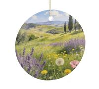 Fields and Clear Mountains - Ciondolo rotondo in ceramica da appendere, decorazione per la casa in ceramica su entrambi i lati, leggera e resistente, regalo per casa, feste, donne e uomini