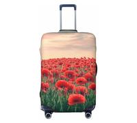 Fields of Red Wild Chrysanthemums - Copertura elastica da viaggio per valigia, con stampa, antigraffio, Nero , XL