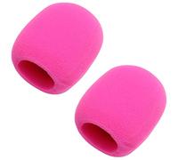 Fielect - 2 protezioni per microfono in spugna a forma di sfera, per microfono e parabrezza, colore: Rosa