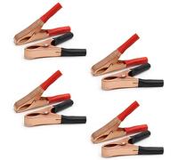 Fielect 8 morsetti a coccodrillo isolati resistenti da 20 A, morsetti per test elettrici a coccodrillo, morsetti per caricabatterie per auto, veicoli, barche, rosso e nero