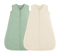 FIEMOL Sacco Nanna Invernale 18-24 Mesi, Neonato Sacchi Nanna 1.5 Tog Autunno con Pois di Peluche, Morbido Sacco Nanna per Bambini in Cotone, Confezione da 2 Pezzi Beige&Verde