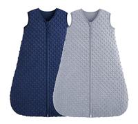 FIEMOL Sacco Nanna Invernale 6-12 Mesi, Neonato Sacchi Nanna 1.5 Tog Autunno con Pois di Peluche, Morbido Sacco Nanna per Bambini in Cotone, Confezione da 2 Pezzi Blu e Grigio