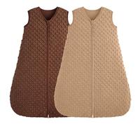 FIEMOL Sacco Nanna Invernale 6-12 Mesi, Neonato Sacchi Nanna 1.5 Tog Autunno con Pois di Peluche, Morbido Sacco Nanna per Bambini in Cotone, Confezione da 2 Pezzi Marrone&Caffè