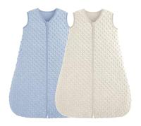 FIEMOL Sacco nanna per neonati, 6-12 mesi, 1,5 tog, sacco nanna autunnale con pois di peluche, morbido sacco nanna invernale in cotone, coperta per bambini, blu e albicocca, confezione da 2 pezzi, 78