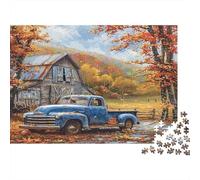 fienile camion rustico Puzzle 1000 Pezzi Idea Regalo Uomo Donna Camione blu rustico alla scena del fienile Giochi Educativo Sfida Regalo Divertente Gioco Famiglie Erwachsene Kinder Ab 8