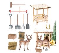 Fienile Giocattolo Educativo Realistico Interattivo Riutilizzabile in Legno | Playset Recinto Figure Animali da Fattoria e Cervo per Sala Giochi Aula Nido Scuola Materna Sabbiera Giardino Casa