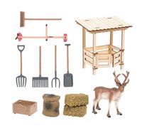 Fienile Giocattolo Educativo Realistico Interattivo Riutilizzabile in Legno | Playset Recinto Figure Animali da Fattoria e Cervo per Sala Giochi Aula Nido Scuola Materna Sabbiera Giardino Casa