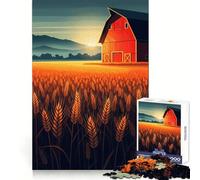 Fienile rosso in un campo di grano dorato - Puzzle da 1000 pezzi per adolescenti - Gioco di allenamento mentale - Design rilassante - Regalo prezioso (38x26cm)