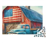 Fienile Rosso Puzzle 1000 Pezzi Carta per Adulti Camion d’Epoca Blu Gioco di Puzzle 1000 Pezzi Relax Casa 38x26cm/1000pcs