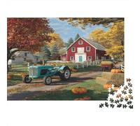 Fienile rosso, trattore, zucche 1000pcs (75x50cm) - Autunno Farm Puzzle Per Adulti GioGattotolo Fai-da-te