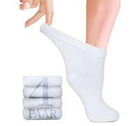 Fiera Besa Calze per diabetici da donna con elastico comodo senza bordino, alti alla caviglia, calze per diabetici senza gomma e senza cuciture, bianco, 35-38