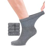 Fiera Besa Calzini da uomo in bambù per diabetici con lycra: altezza alla caviglia, senza cuciture sulla base delle unghie dei piedi, 4 paia, melange grigio, 43-46