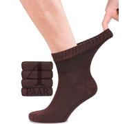 Fiera Besa Calzini da uomo in bambù per diabetici con lycra: altezza alla caviglia, senza cuciture sulla base delle unghie dei piedi, 4 paia, marrone, 39-42