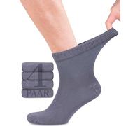 Fiera Besa Calzini da uomo in bambù per diabetici con lycra: altezza alla caviglia, senza cuciture sulla base delle unghie dei piedi, 4 paia, grigio., 43-46