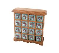 Fiera Trade Mangowood 16 Cassetto Dipinto a Mano Indiano Ceramica Baule 33cm