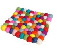Fiera Trade Set 6 X Lana Feltro Sfera Nepalese Fatto a Mano Sottobicchiere