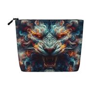 Fierce Beasts Borsa da viaggio per il trucco da donna, grande capacità, impermeabile, in canapa sintetica monostrato, con cerniera, portatile, organizer per cosmetici.