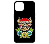 Fierce Bull Nose Ring Flowers Tradizionale Flash Tattoo Custodia per iPhone 13