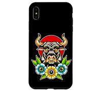 Fierce Bull Nose Ring Flowers Tradizionale Flash Tattoo Custodia per iPhone XS Max