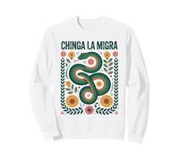 Fierce Chinga La Migra Snake Design Floreale Felpa