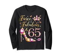 Fierce Fabulous & 65 Anni Donne 65 ° Compleanno Festa Maglia a Manica