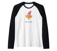 Fierce Fish with Fake Fin Bold Attitude Graphic cute tees Maglia con Maniche Raglan