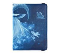 Fierce Goat Royal Blue Portafoglio da viaggio in pelle da donna porta passaporto per viaggio Custodia protettiva per vaccino Custodia protettiva Badge ID Vaccino Porta carte Portafoglio per donne