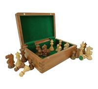 Fierce Knight Acacia Staunton Scacchi Pezzi - 7,6 cm con custodia in legno scuro