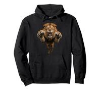 Fierce Leaping Lion King of Beasts Grafica Felpa con Cappuccio