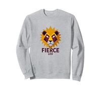Fierce Leo: Arte Zodiacale del Leone Geometrico per i Fan dell'astrologia Felpa, Unisex per Adulti, Grigio Melange, L