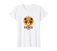Fierce Leo: Arte Zodiacale del Leone Geometrico per i Fan dell'astrologia Maglietta, Donna, Bianco, L