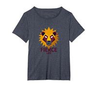 Fierce Leo: Arte Zodiacale del Leone Geometrico per i Fan dell'astrologia Maglietta, Donna Plus-Size, Pervinca, 2X