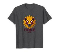 Fierce Leo: Arte Zodiacale del Leone Geometrico per i Fan dell'astrologia Maglietta, Uomo, Grigio Scuro, L